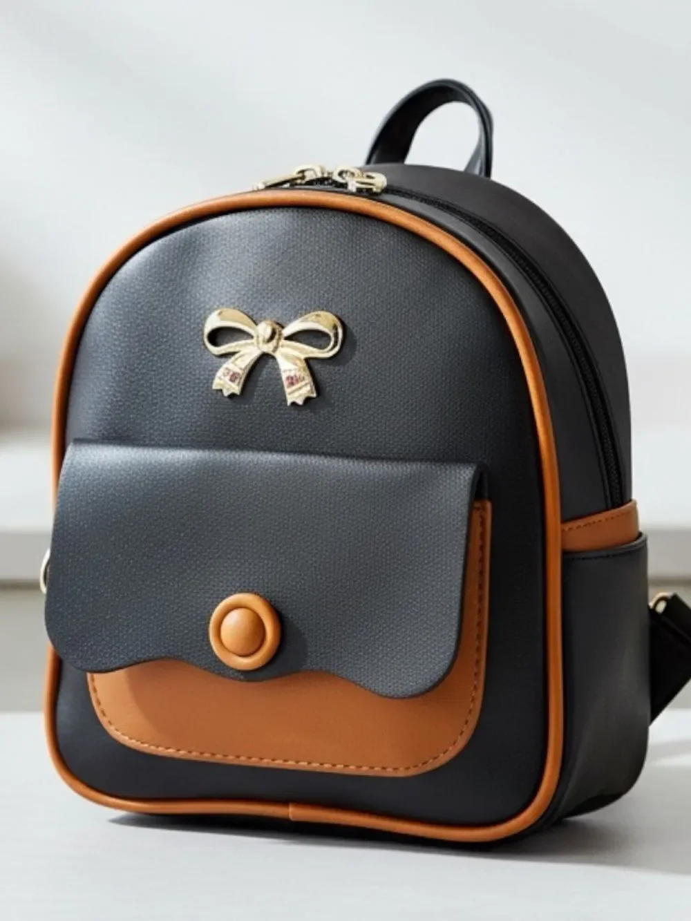 Black Brown Trim Mini Backpack OS NWT Crossbody Bag